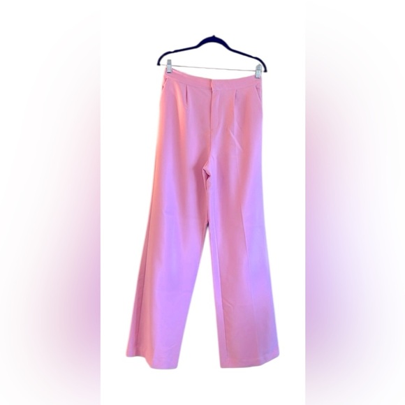 Love Tree Wide Leg Pants Back Elastic Waistband Light Pink Pockets Womens Size L - Picture 1 of 14